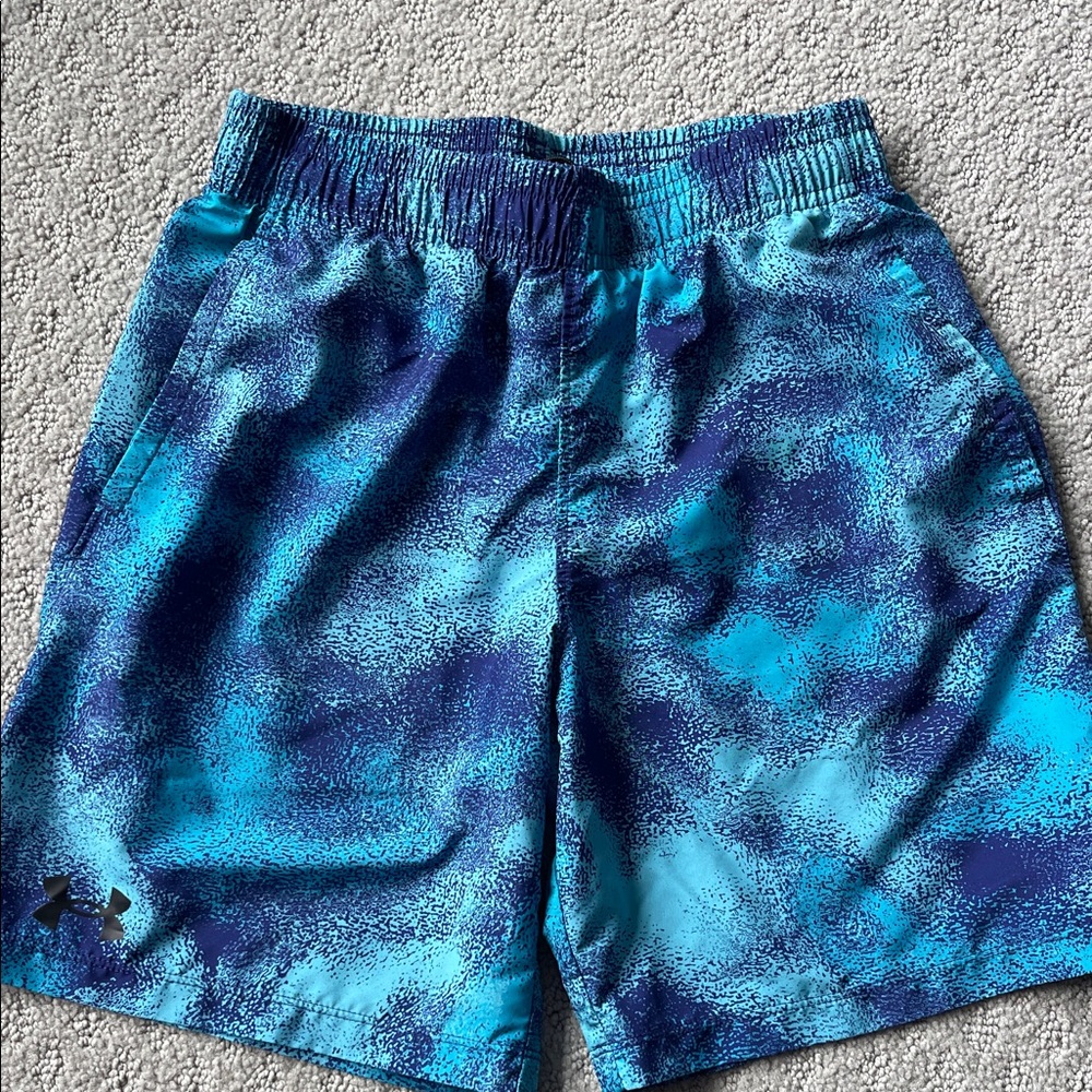 Boys Under Armour Teal and Navy Patterned Shorts